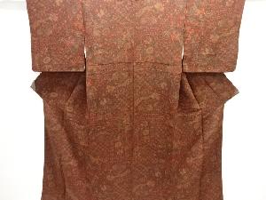 縮緬地花鳥更紗模様小紋着物